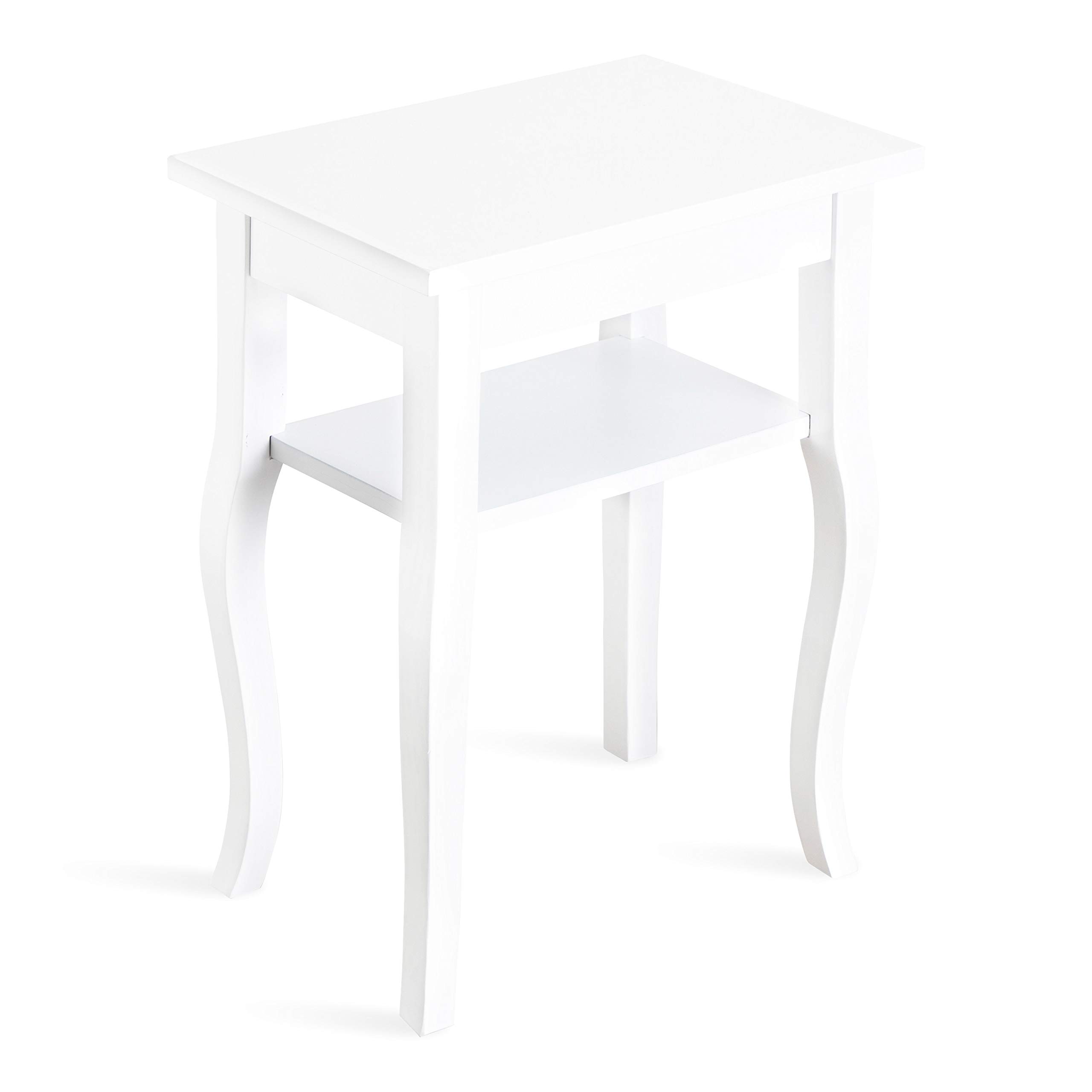 Kate and Laurel Lillian Transitional Wood Side Table - 18 x 12 x 24 Inches, White Accent Table with Storage Shelf | Chic Traditional End Table for Living Room, Bedroom & Entryway Decor