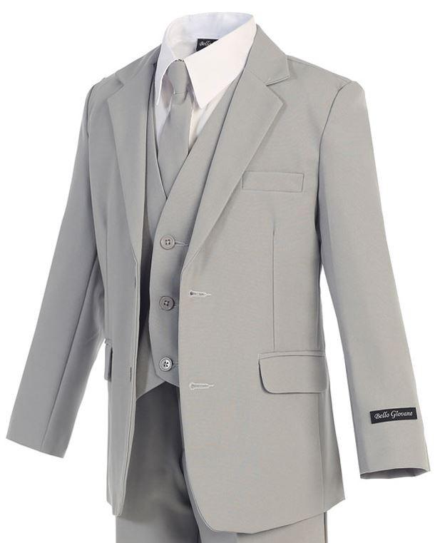 Classic Slim Light Gray Boys Suit for Weddings, School Events & Formal Occasions