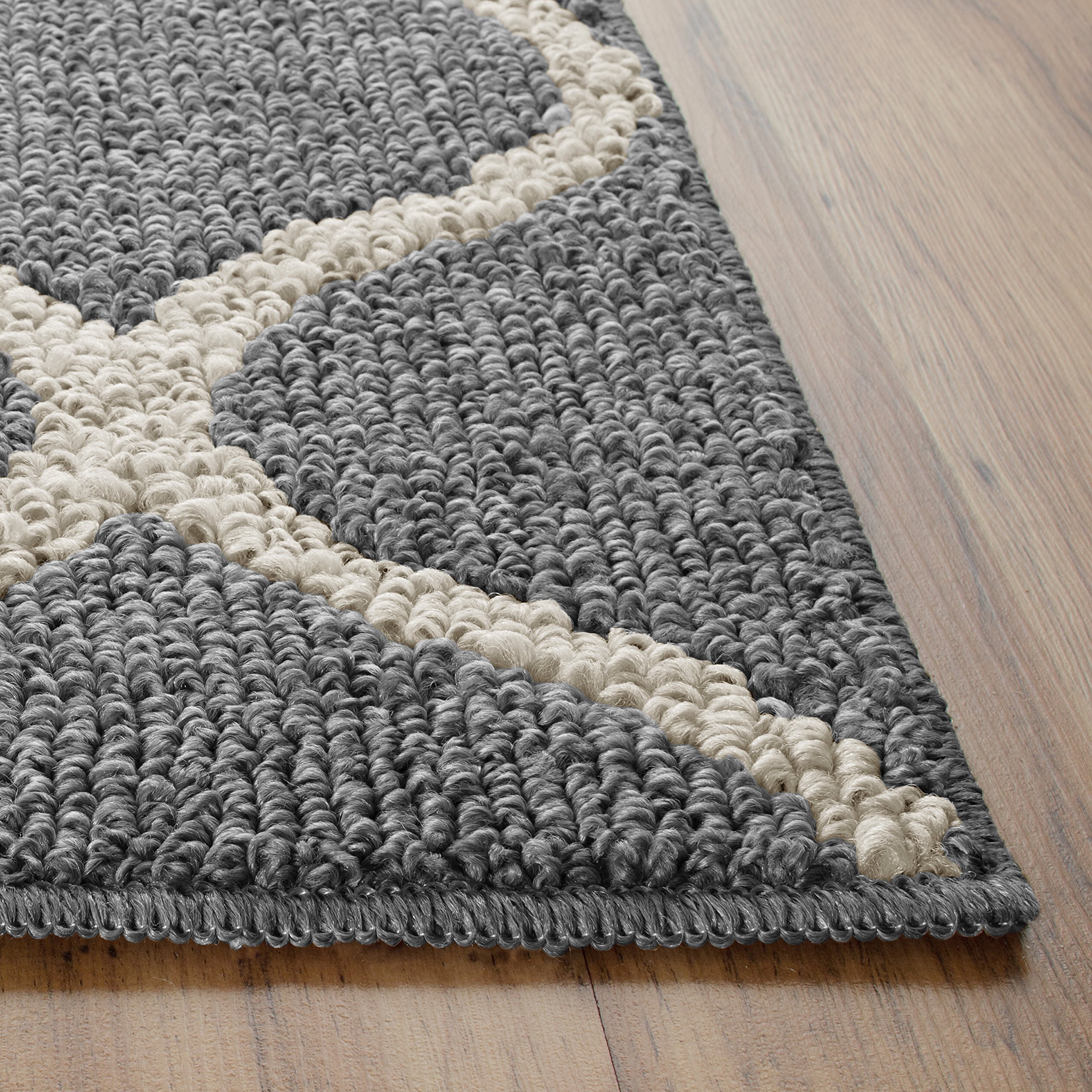 Maples Rugs Rebecca Modern 5x7 Area Rug - Soft Grey & White Contemporary Design for Living Room, Bedroom & Office - Handmade in USA - Perfect for Home Decor, Cozy Spaces & High-Traffic Areas