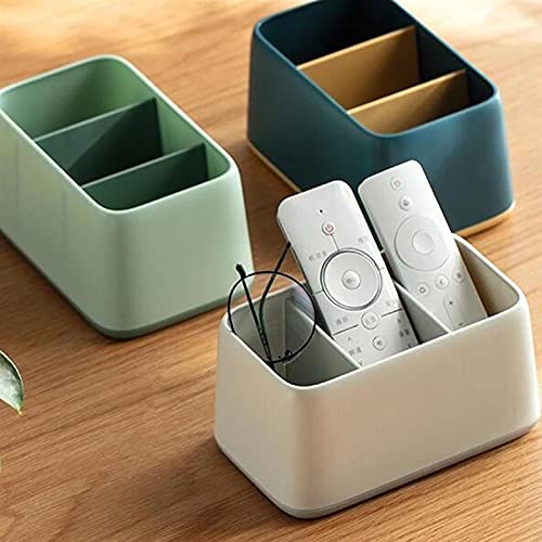 Desktop Remote Control Storage Box - Multi-Grid Organizer for Home & Office - Perfect for Storing Remotes, Keys, and Small Accessories (Blue)