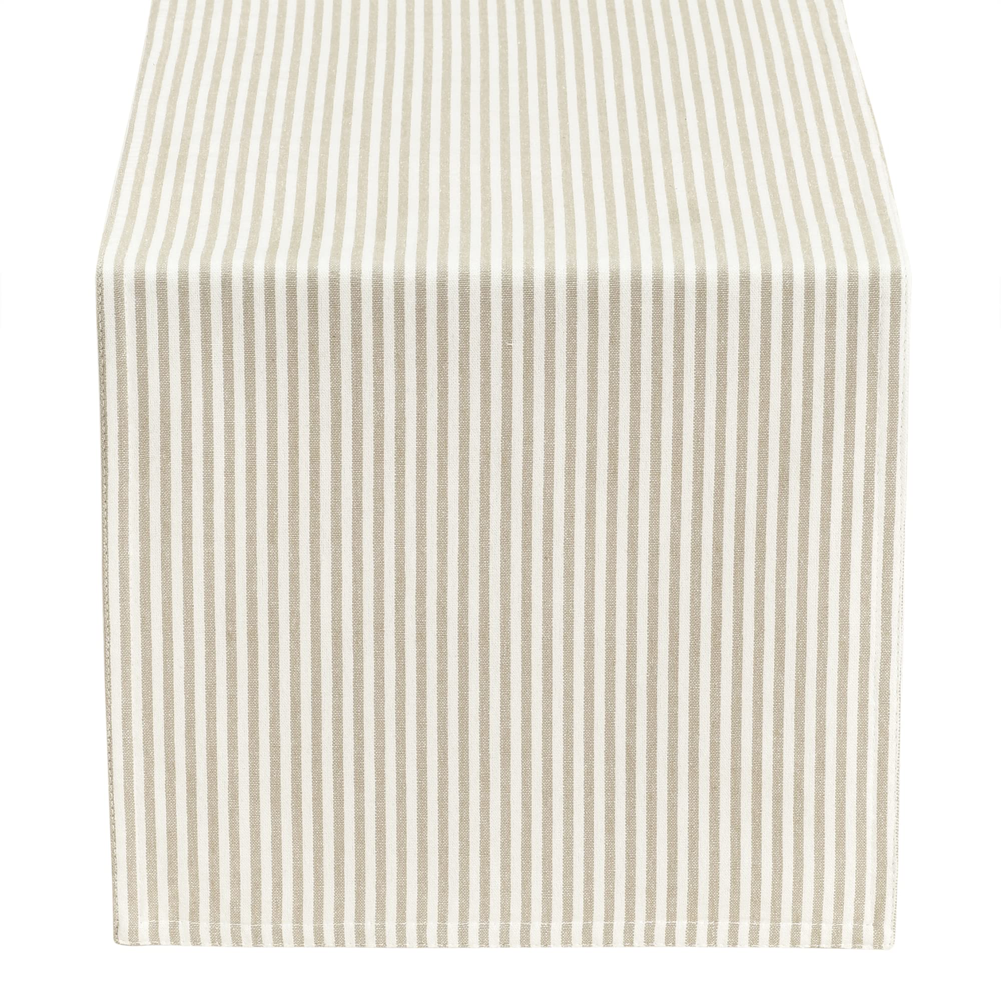 Farmhouse Stripe Table Runner 13x72 - Neutral Yarn Dyed for Dining Decor