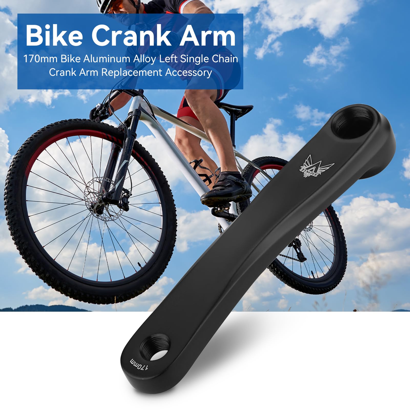 170mm Bike Crank Arm - Aluminum Alloy Left Side Single Chain Bicycle Crank Replacement for Smooth Riding & Easy Installation