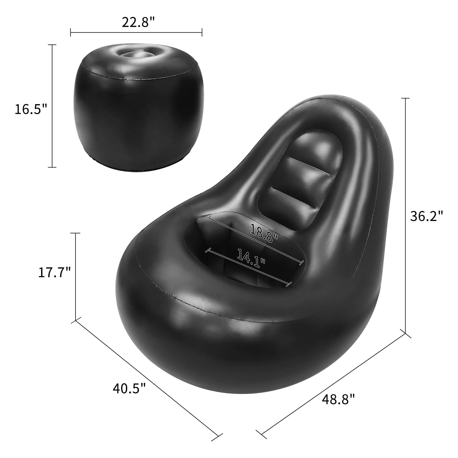 Inflatable Chair Sofa with Hole for Post-Surgery Recovery - BBL Support Cushion with Electric Air Pump & Ottoman - Comfortable Seating for Brazilian Butt Lift, Pregnancy & Relaxation (Black) - Perfect for Home, Hospital & Office Use