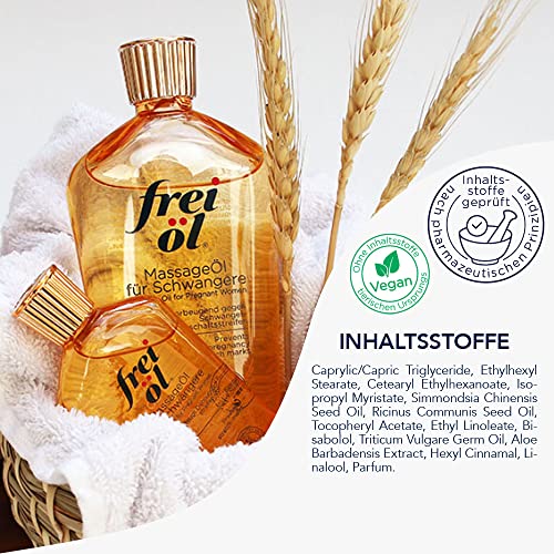 Frei Oil Experts Massage Oil for Pregnant Women - 200ml Natural Relaxing Body Oil for Stretch Marks & Dry Skin - Perfect for Prenatal Care & Postpartum Recovery
