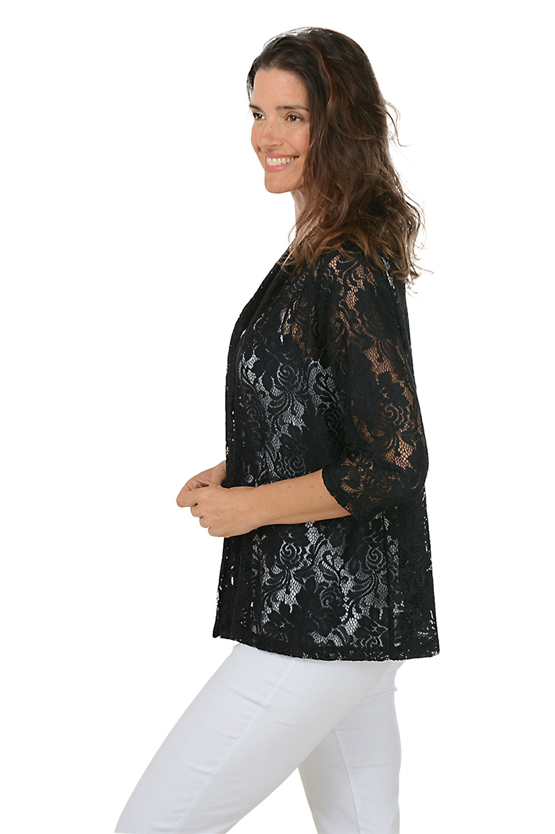 Stylish Petite Floral Lace Open Front Cardigan for Women - Perfect for Spring Outfits & Date Nights