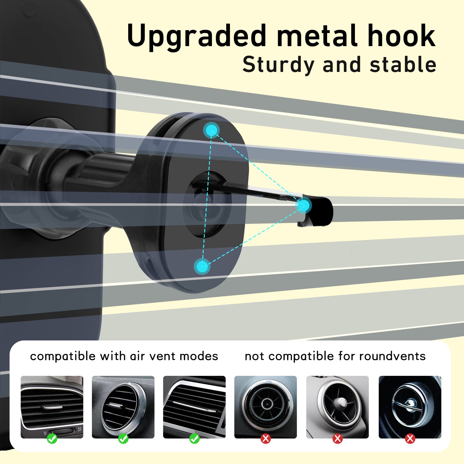 15W Qi Fast Wireless Car Charger Mount - Auto-Clamping Phone Holder for iPhone 13/12/11/XS/XR/8 & Samsung S22/S21/S20/Note 20 - Air Vent Phone Mount with Fast Charging (Black) | Perfect for Commuting & Road Trips