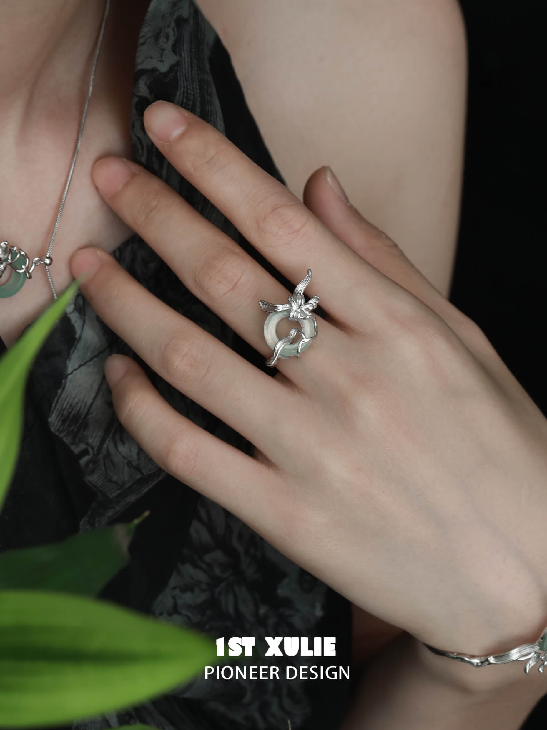 Irises S925 Sterling Silver Jade Rings for Women - Elegant Vintage Style Jewelry for Daily Wear & Special Occasions
