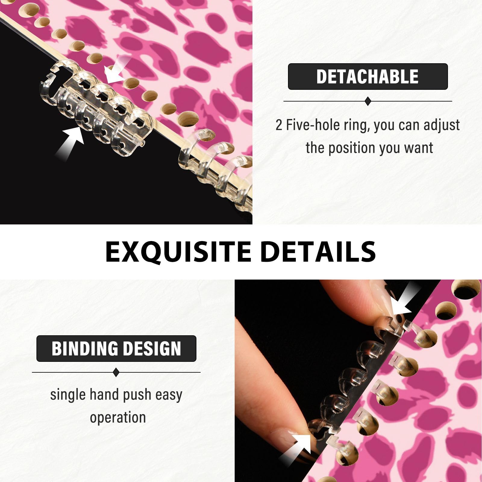 Pink Leopard Print Spiral Notebooks - 2 Pack A5 Notebooks with 60 Sheets for Work, School & Office Use | Perfect for Note Taking, Journaling & Planning