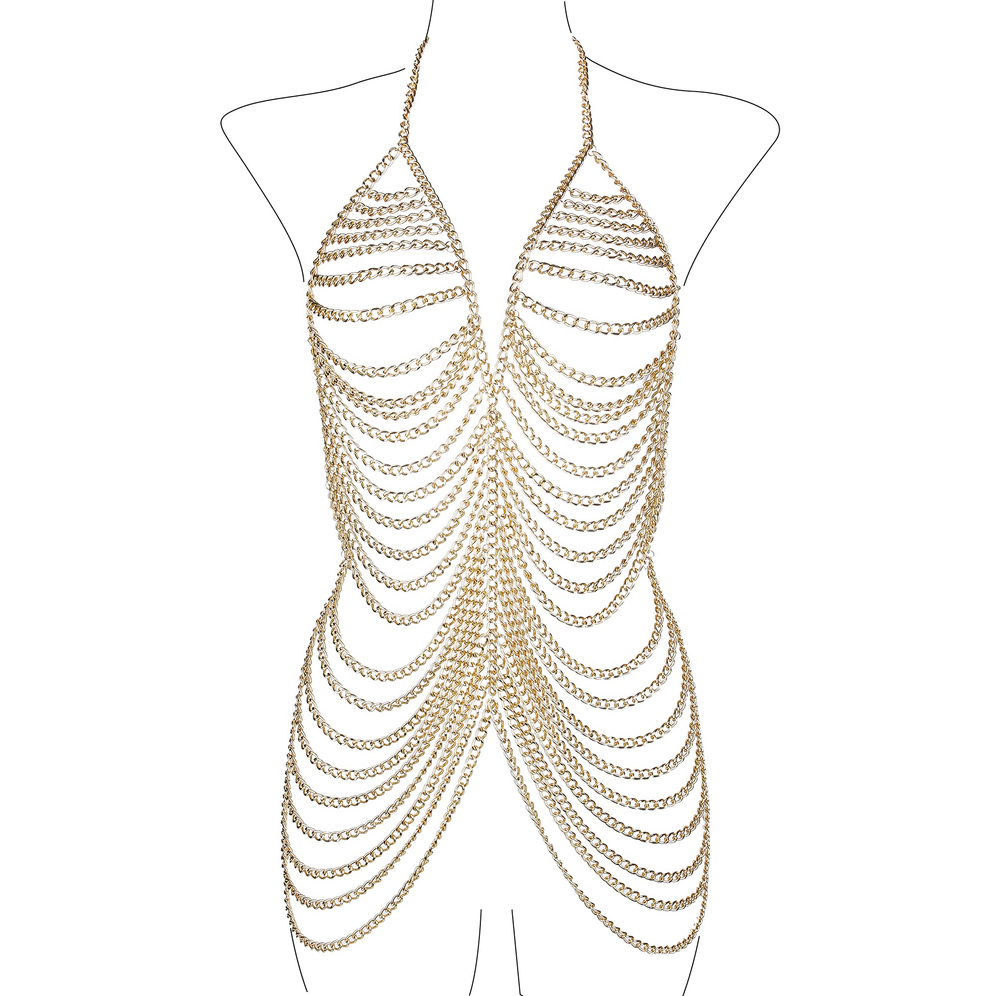 CCbodily Women's Body Chain Jewelry Set - Boho Fashion Belly Chain for Backless Outfits & Costume Parties | Perfect for Music Festivals, Beach Vacations & Night Out