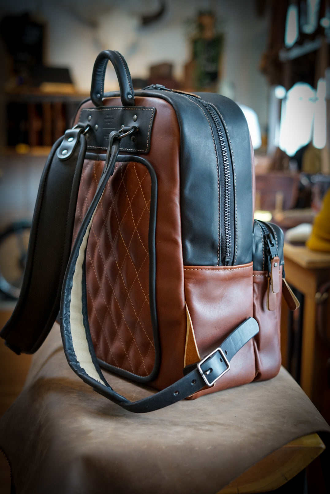 Stylish Commuter Backpack for Men & Women - Two Tone Design (Brown/Black) - Durable Laptop Backpack for Work, Travel & College - Perfect for Daily Commute & Business Trips
