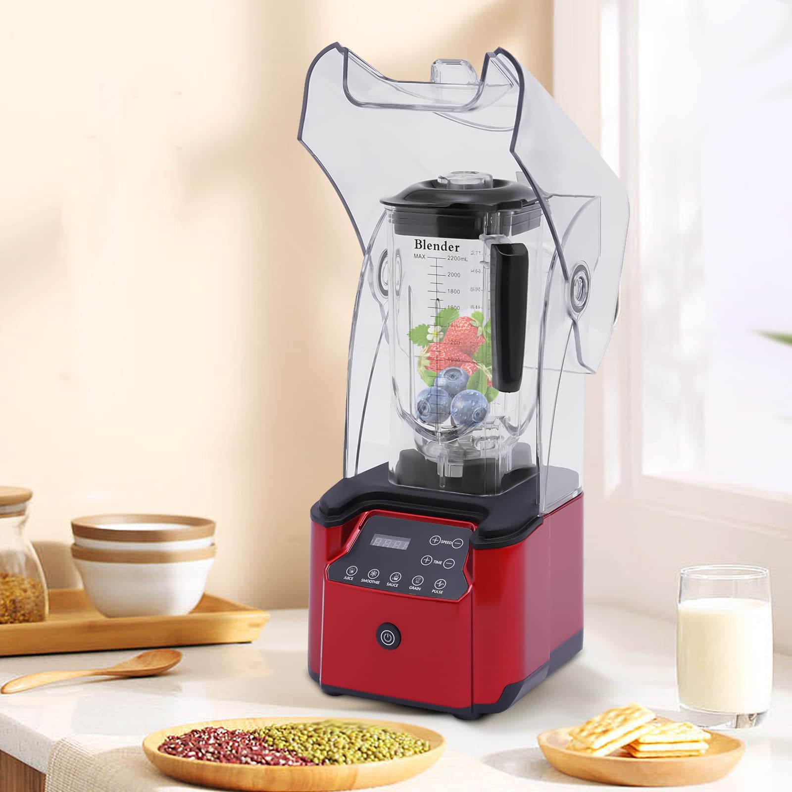 High-Speed 26000RPM Smoothie Blender for Shakes, Juices & Food Processing - 2200W Portable Blender with 8 Speed Settings, 2.2L/80oz Large Capacity (110V) - Perfect for Kitchen, Gym, Office & Outdoor Use - US Stock Fast Shipping