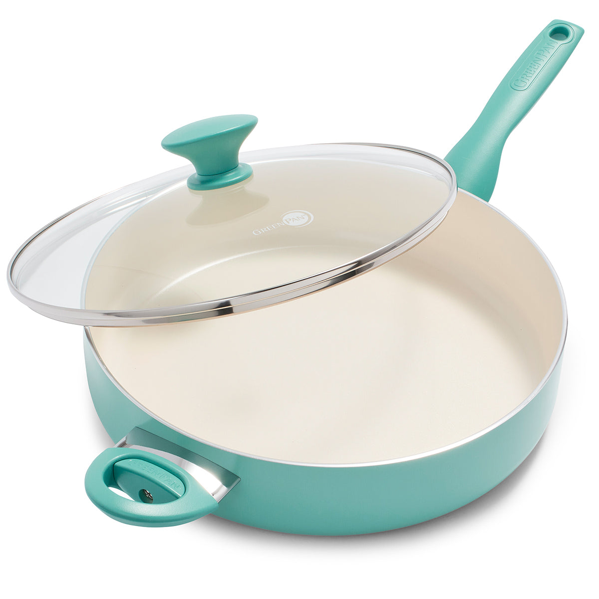 Rio Ceramic Nonstick 5 Quart Sauté Pan with Glass Lid - Turquoise Cookware for Healthy Cooking | Perfect for Sautéing, Frying & Simmering | Oven & Dishwasher Safe