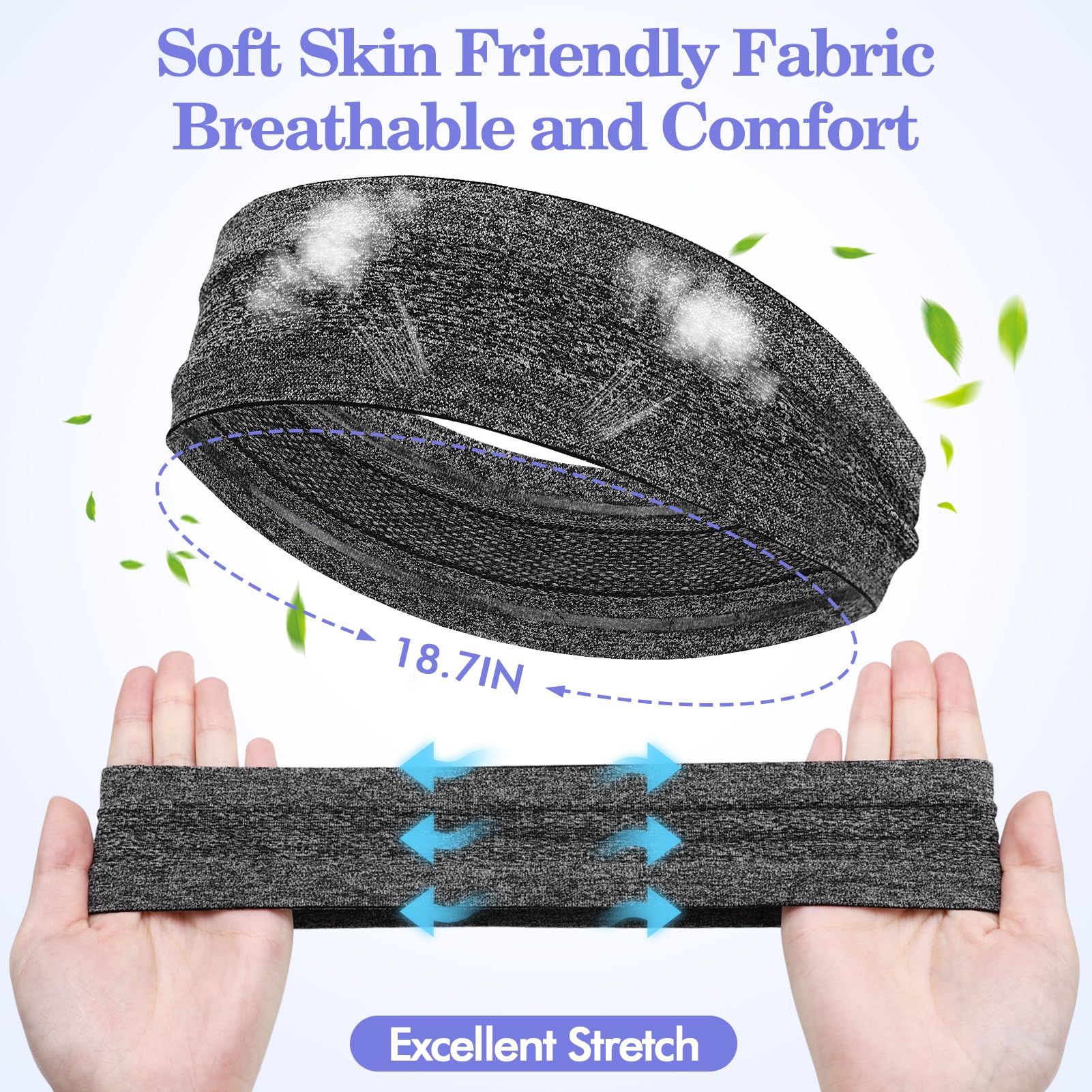 Non-Slip Silicone Headbands 6-Pack - Adjustable Sweat-Wicking Workout Headbands for Men & Women - Perfect for Yoga, Running, Gym & Fitness - Black & Grey Set