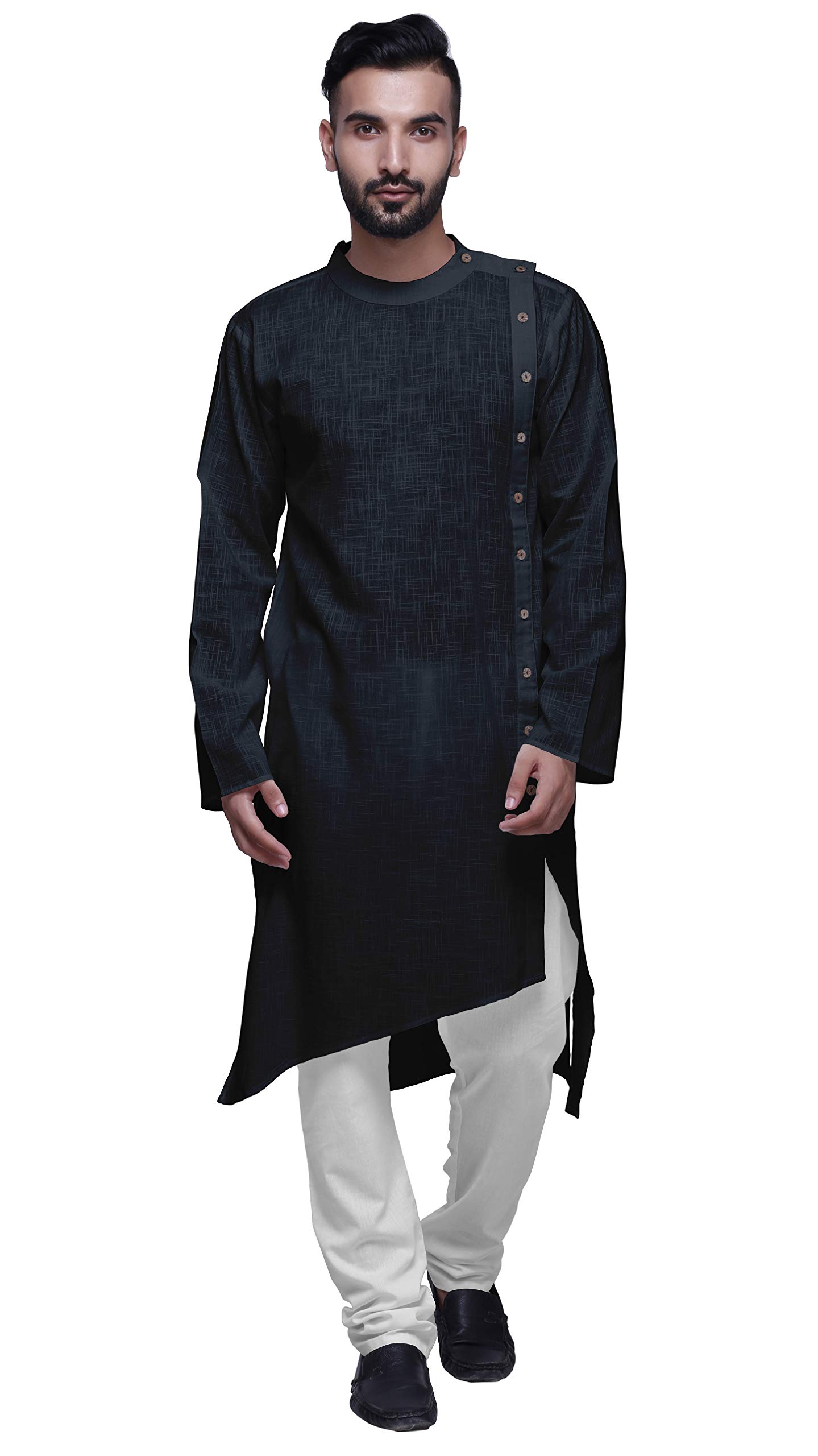 Atasi Men's Solid Satin Slub Long Sleeve Kurta Shirt | Elegant Traditional Wear for Festivals, Weddings & Formal Events