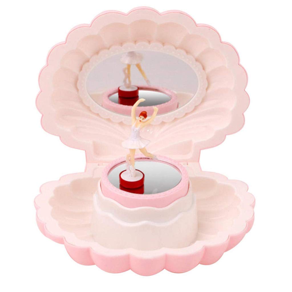XJJZS Pink Shell Music Box with Spinning Ballet Girl - Elegant Bedroom Decor, Perfect Birthday Gift for Girls | Ideal for Bedroom Decorations, Birthday Parties & Special Occasions