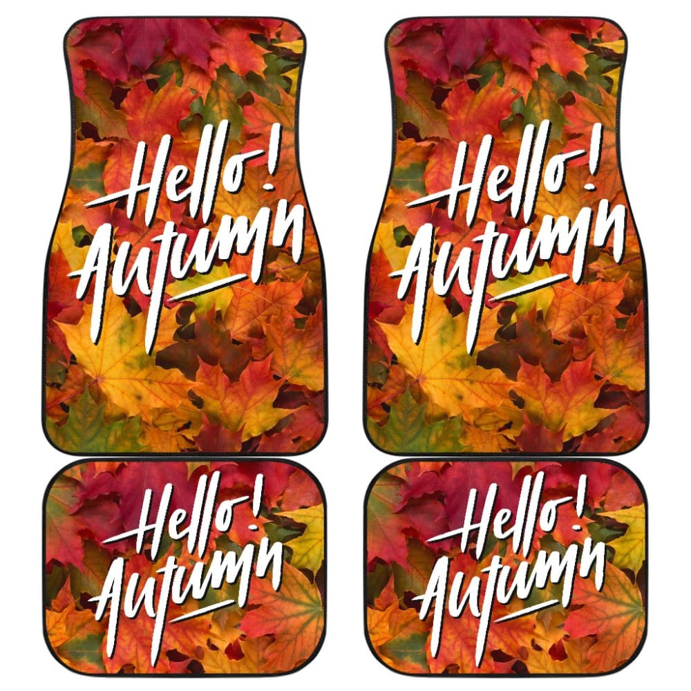 Premium Hello Autumn Quote Car Floor Mats - All-Weather Protection for Fall Season | Perfect for SUVs, Sedans & Trucks