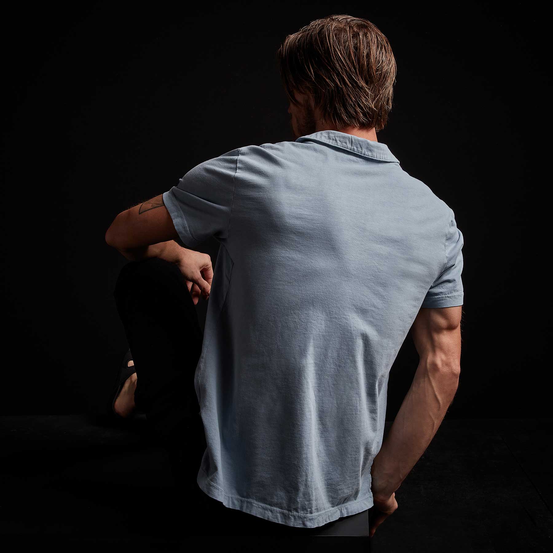 Men's Sueded Jersey Polo Shirt - Soft Bluestone Pigment Color for Casual & Business Wear | Perfect for Office, Outings & Date Nights