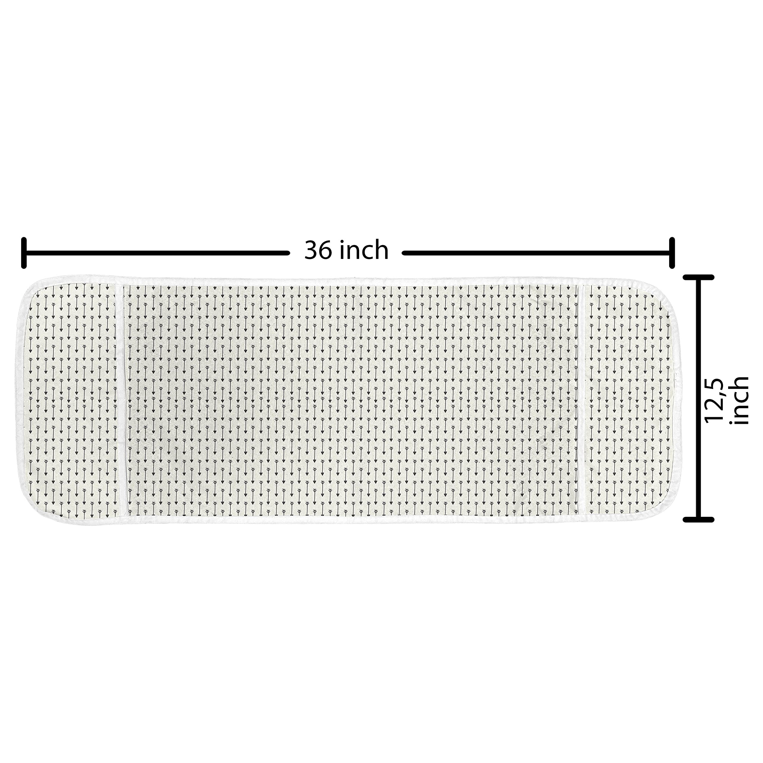 Ambesonne Arrow Microwave Cover - Water Resistant Kitchen Organizer with Pockets, 36x12 Inches, Pale Beige & Black Boho Style Design - Perfect for Retro Kitchens & Small Spaces