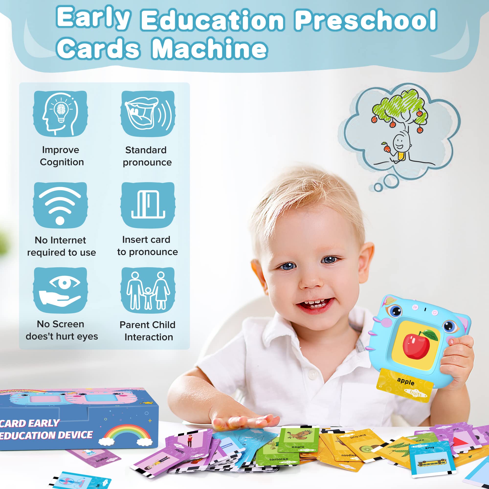 Interactive Talking Flash Cards for Toddlers Ages 2-4 | 112 Double-Sided Learning Cards with 224 Sight Words | Speech Therapy & Autism Educational Toys | Perfect Stocking Stuffer Gift for Boys & Girls (Pink) | Ideal for Early Childhood Learning, Home Schooling & Special Needs Development