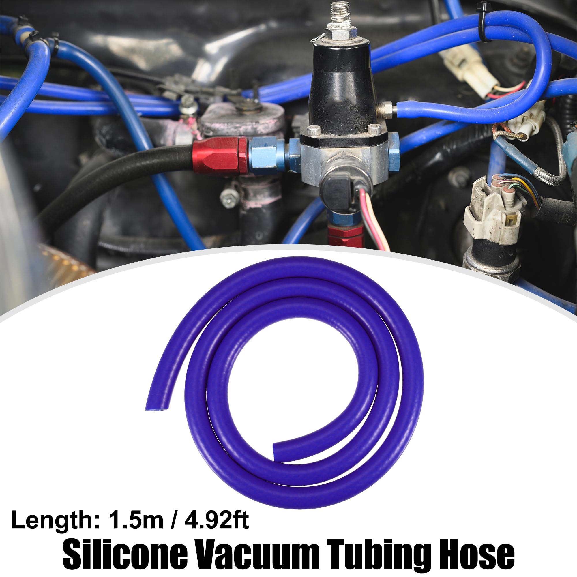X AUTOHAUX 12mm Blue Silicone Vacuum Hose - 4.92ft High-Temperature Resistant Engine Air Intake Pipe for Automotive, Motorcycle, ATV & Marine Applications - Perfect for Turbo, Intake & Vacuum Systems
