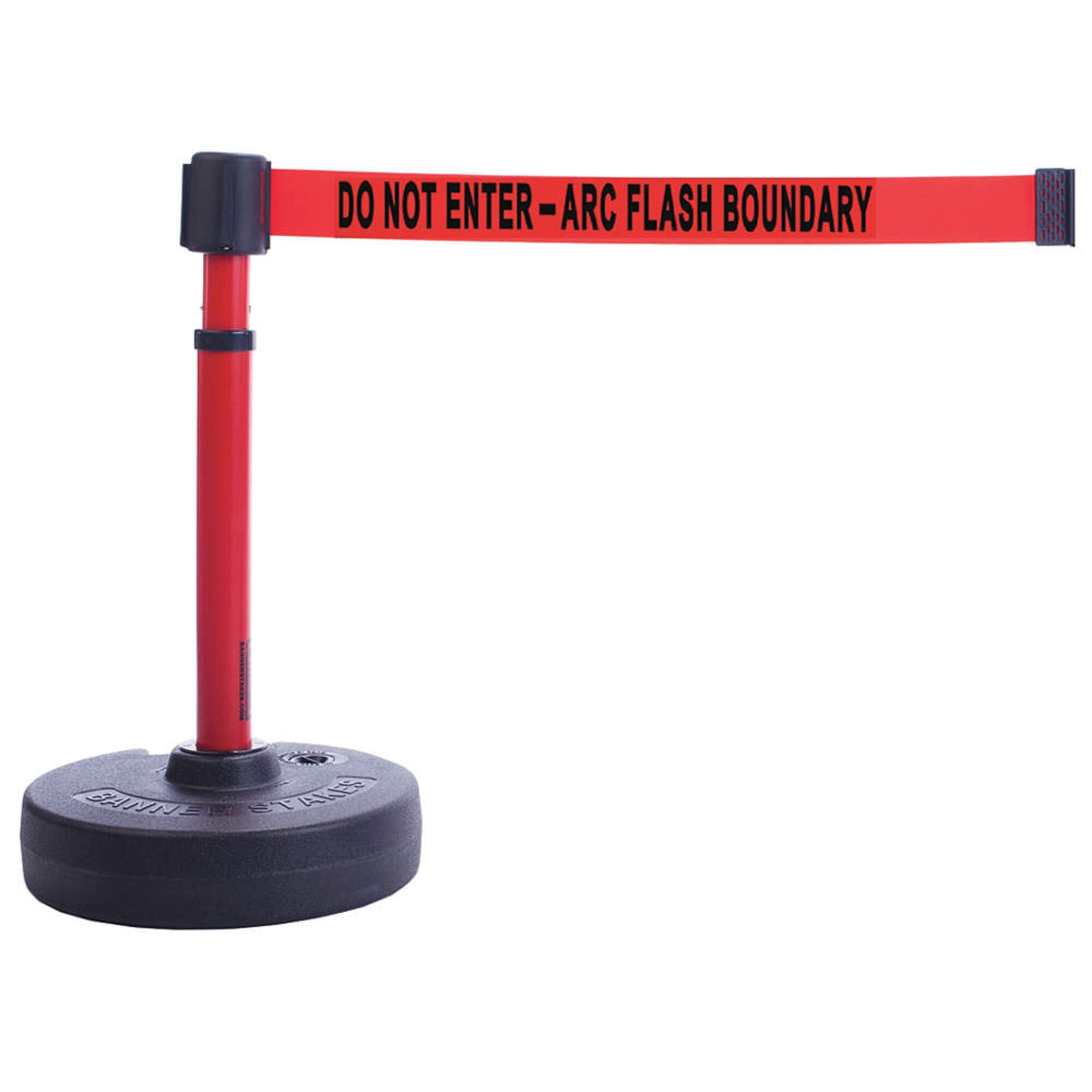 PLUS Barrier Set - Red 'Do Not Enter' Arc Flash Boundary Belt PL4097 | Safety Warning for Electrical Hazard Zones | Ideal for Construction Sites & Industrial Work Areas