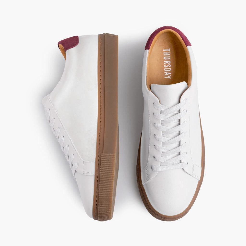 Legacy White and Burgundy Sneakers - Stylish Casual Shoes for Men & Women | Perfect for Walking, Running, and Everyday Wear