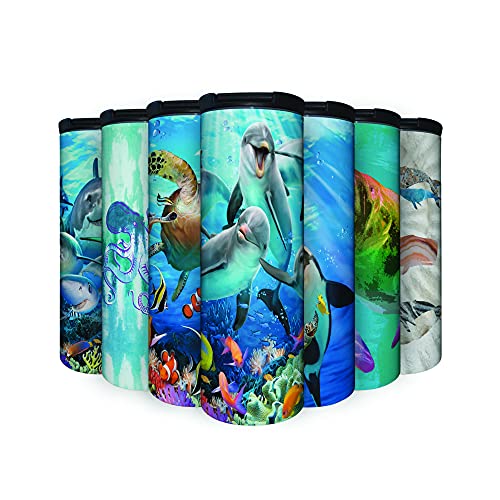 Dolphin Delight 17 oz Tumbler with Lid, Stainless Steel, Vacuum Insulated with Slide Lock Lid, Leak Proof