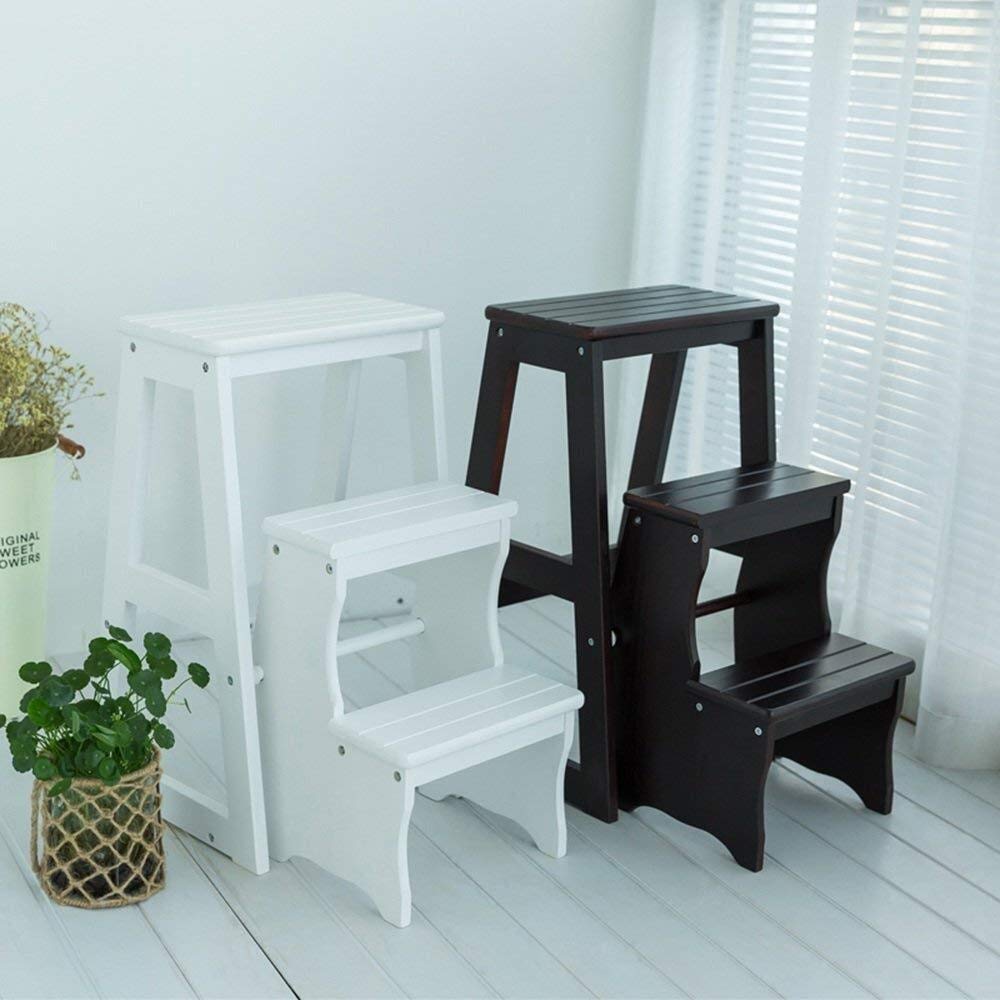 Solid Wood Folding Step Stool for Home - Multi-Functional Climbing Stool with Thickened Ladder, Space-Saving Design - Perfect for Kitchen, Bathroom, and Indoor Use