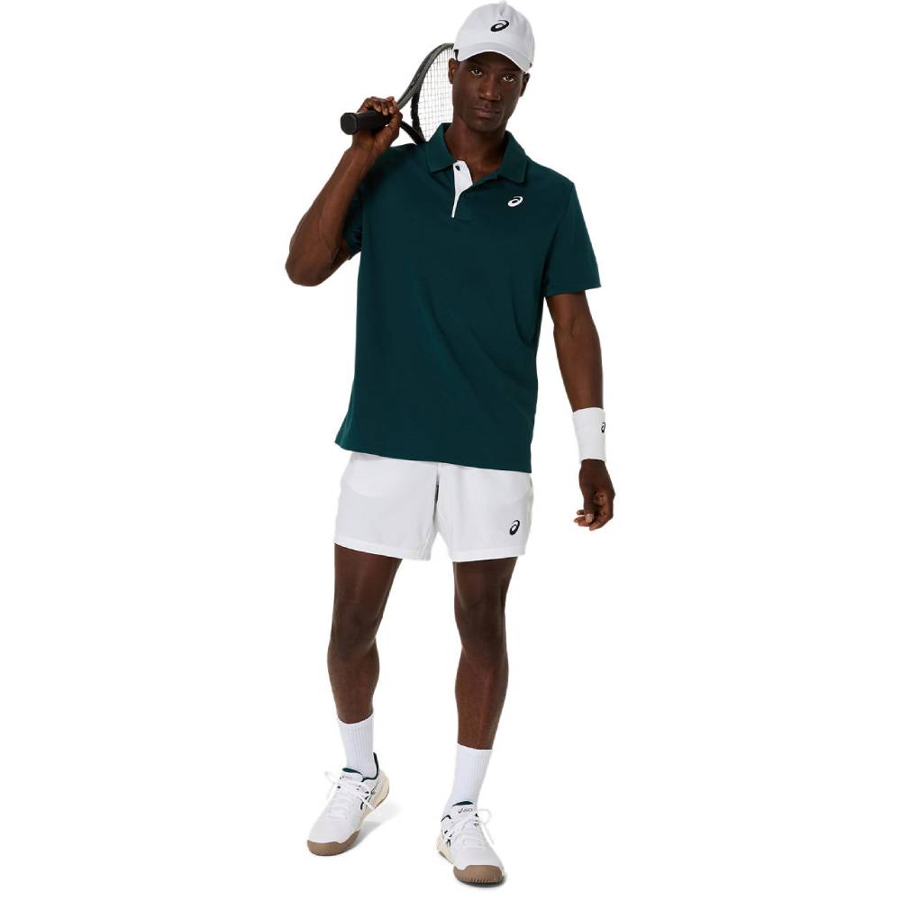 ASICS Men's Tennis Polo Shirt - Moisture-Wicking Performance Top for Pickleball & Court Sports (Saxon Green) | Breathable Golf & Casual Wear Shirt
