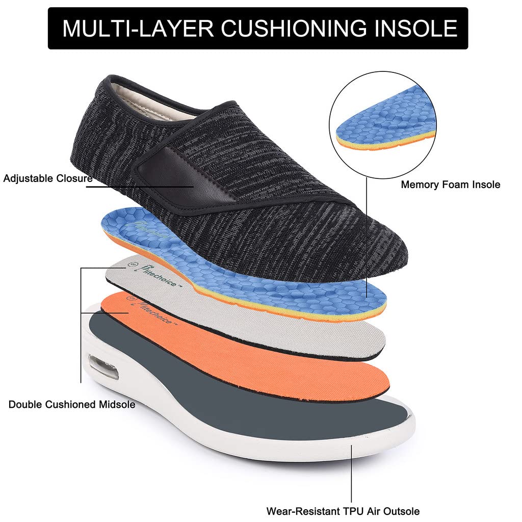 **Orthopedic Diabetic Shoes for Men with Wide Width - Adjustable Closure, Lightweight & Breathable Sneakers for Elderly - Ideal for Swollen Feet, Edema & Walking Comfort**    *(Perfect for Daily Wear, Walking, Travel & Foot Pain Relief - Designed for Diabetic & Senior Foot Care)*