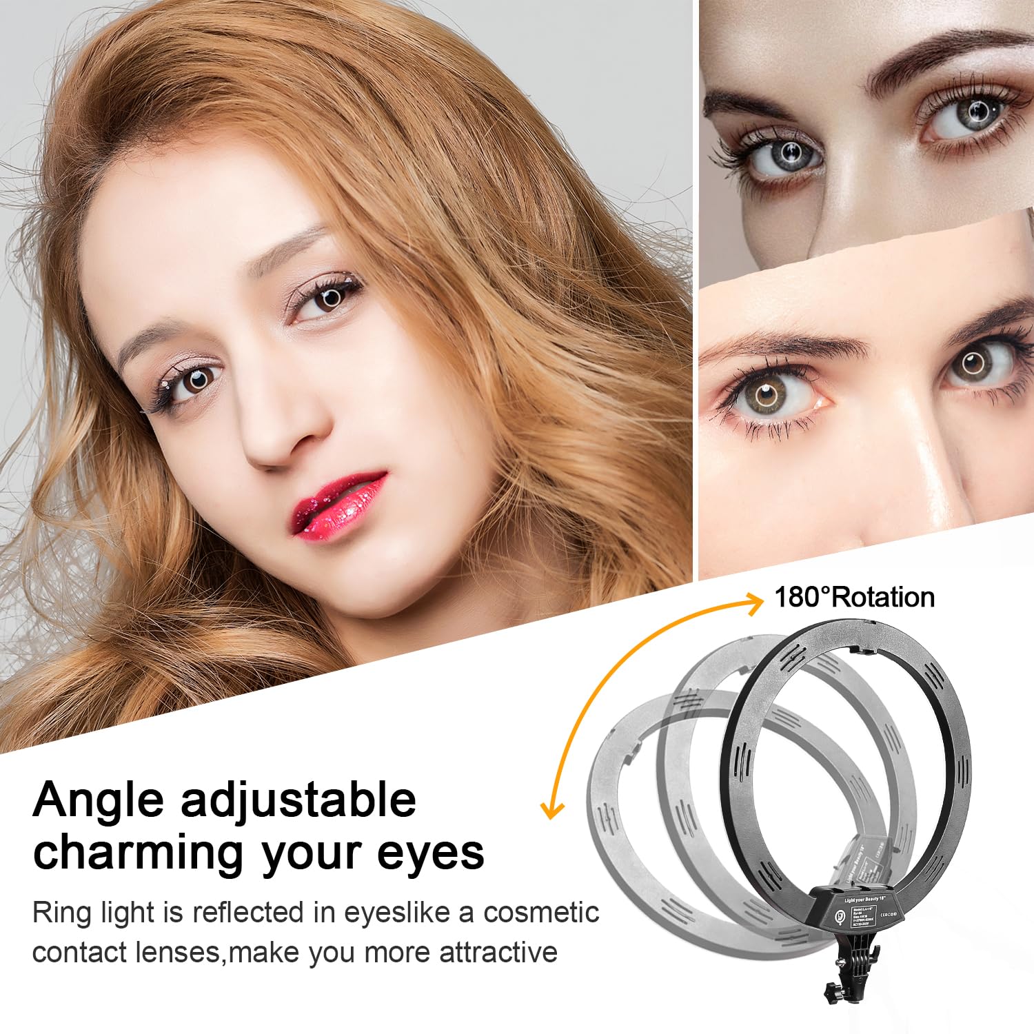 18 Inch Ring Light with Tripod Stand - Dimmable 58W 5500K LED Circle Light for TikTok, Live Streaming, Makeup, YouTube - Includes Carrying Bag & Compatible with Camera and Phone - Perfect for Content Creation, Beauty Tutorials, and Professional Photography