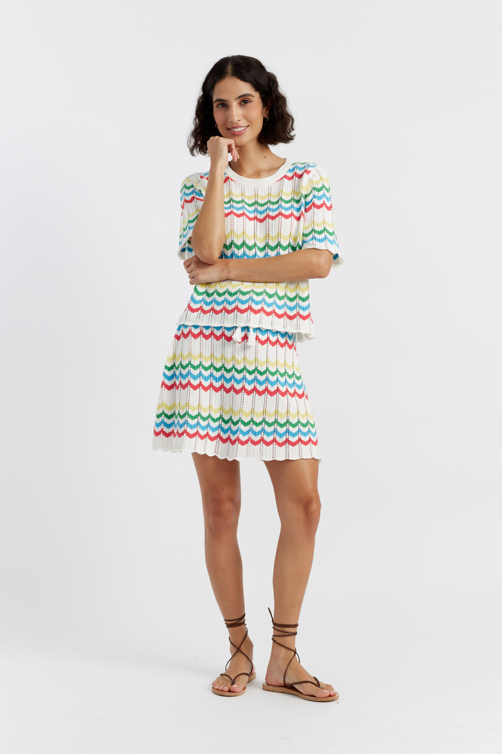 Soft Cotton Chevron Stitch T-Shirt for Women | Comfortable Casual Tee | Perfect for Everyday Wear, Outings & Layering