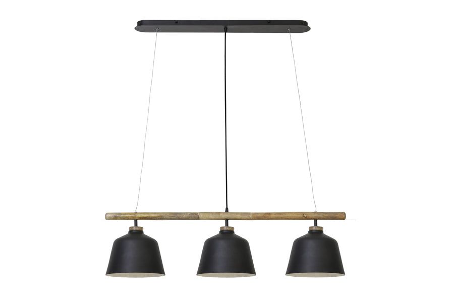 BANU 3/4Lt Wooden Black Finish Kitchen Pendant Light - Perfect for Dining Room, Island, and Farmhouse Decor
