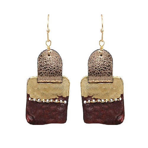 Hand Painted Burgundy Earrings - Unique Bohemian Dangle Earrings for Women - Perfect for Parties, Weddings & Everyday Wear