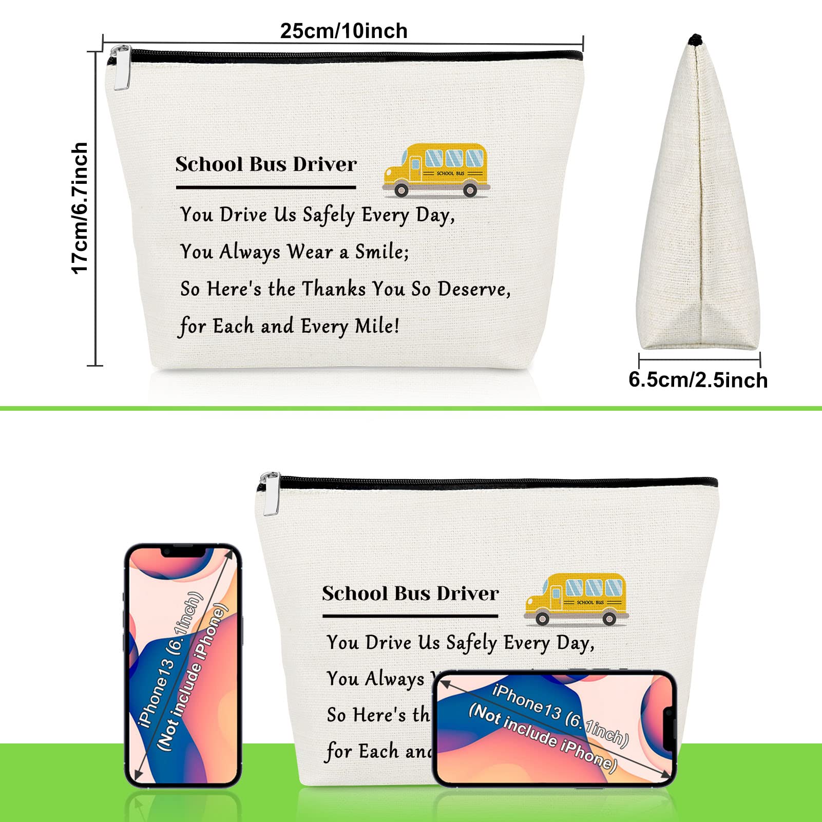 Bus Driver Appreciation Gift - Cute Makeup Bag for Women | Thank You Present for Bus Drivers, Teachers & Coworkers | Perfect for Graduation, Birthday, Christmas & Retirement | Travel & Daily Use Cosmetic Pouch