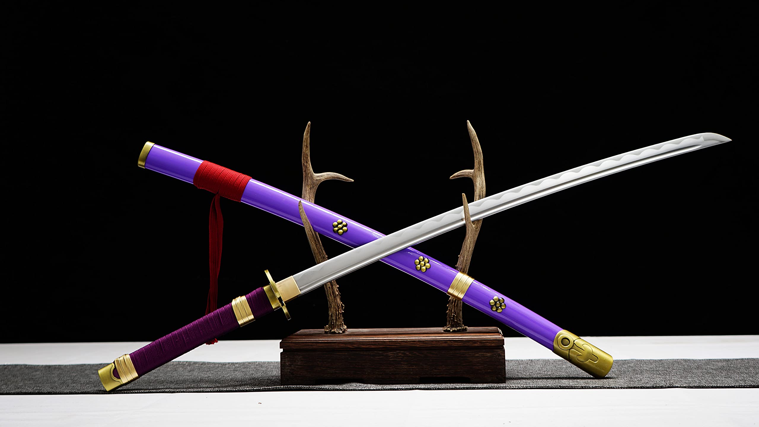 Roronoa Zoro YAMA ENMA & Ameno Habakiri Replica Sword - Carbon Steel Anime Cosplay Weapon for One Piece Fans | Perfect for Costume, Display & Collecting
