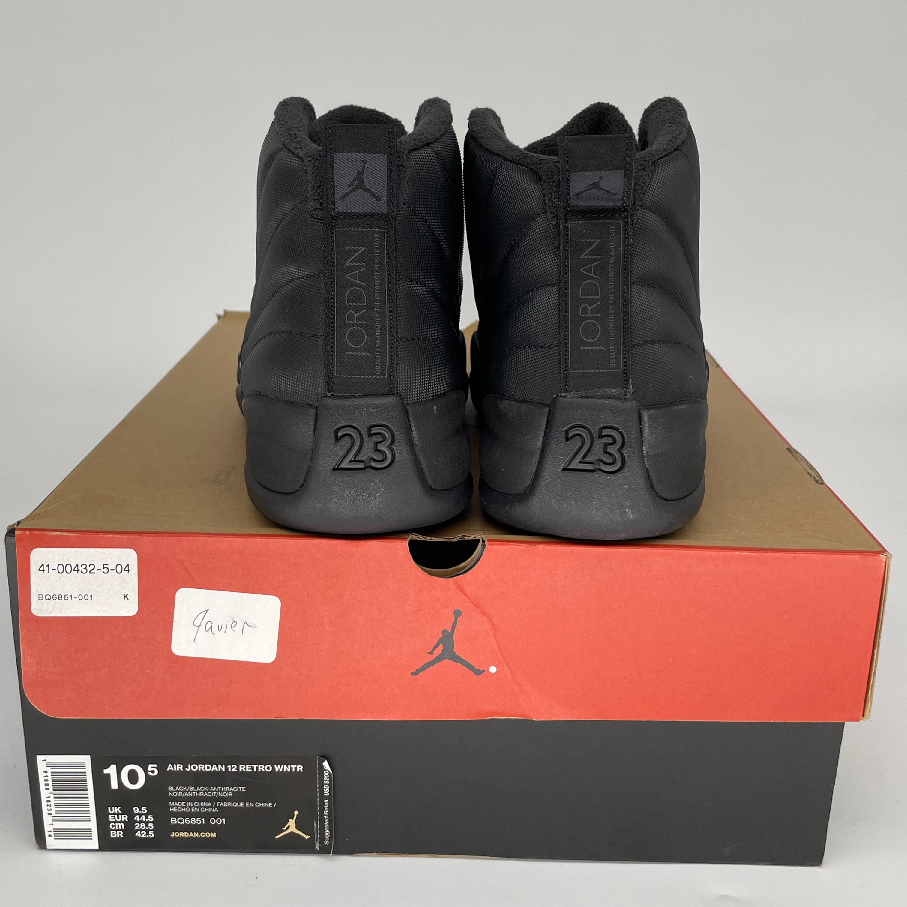AIR JORDAN 12 Winter Black Men's Basketball Shoes Size 10.5 BQ6851-001 - Perfect for Streetwear & Winter Sports Fashion