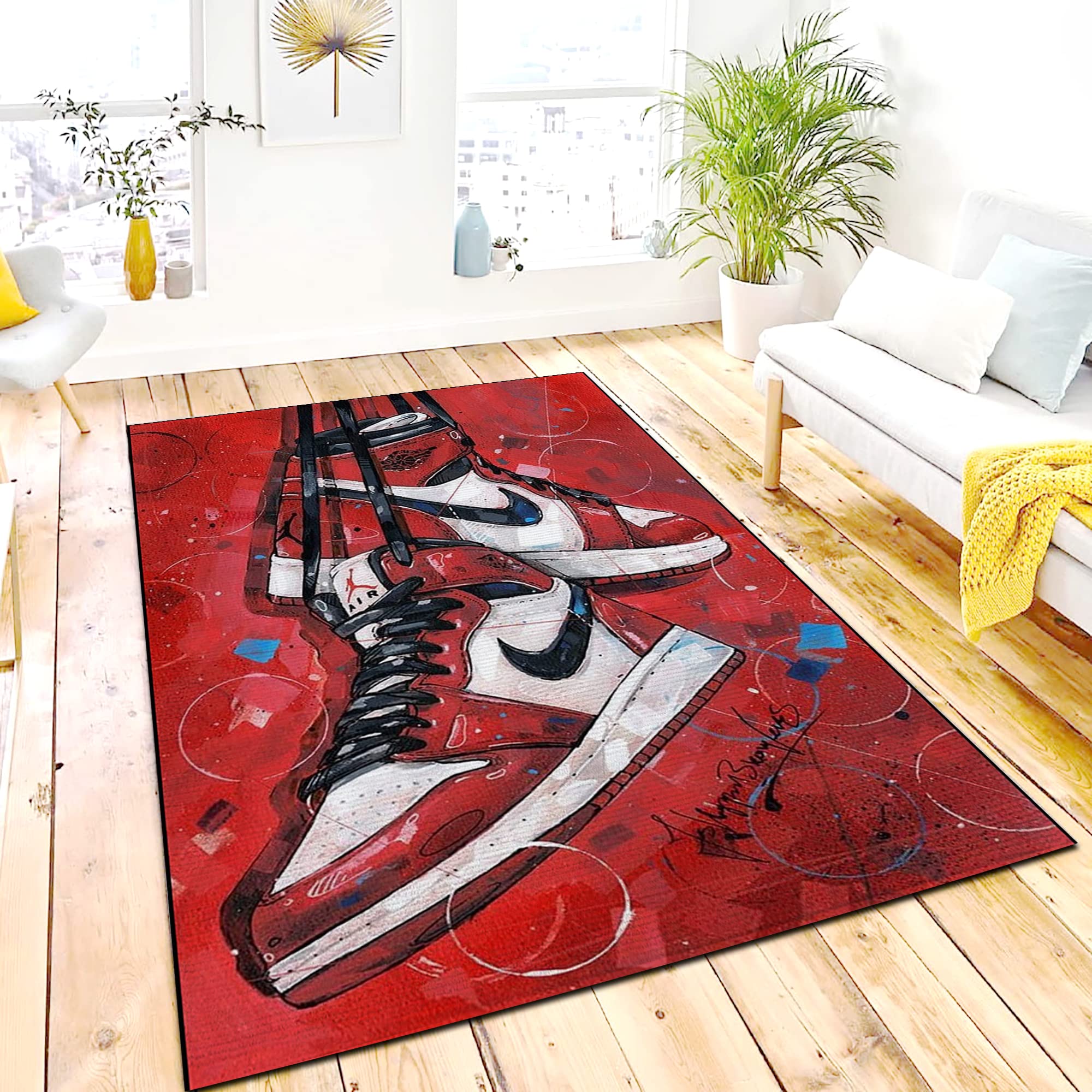 Non-Slip Sneaker Shaped Rug - 3x5 & 4x6 Ft Decorative Floor Mat for Living Room, Bedroom & Home Decor | Perfect for Sneakerhead Gifts, Dorm Room Essentials & Entryway Mats - Youset Decor