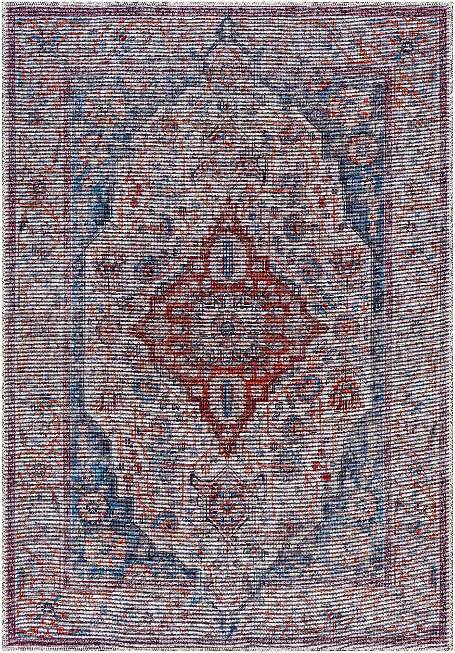 Machine Washable Area Rug for Living Room & Bedroom - Gray, Purple, Brown - 9'3