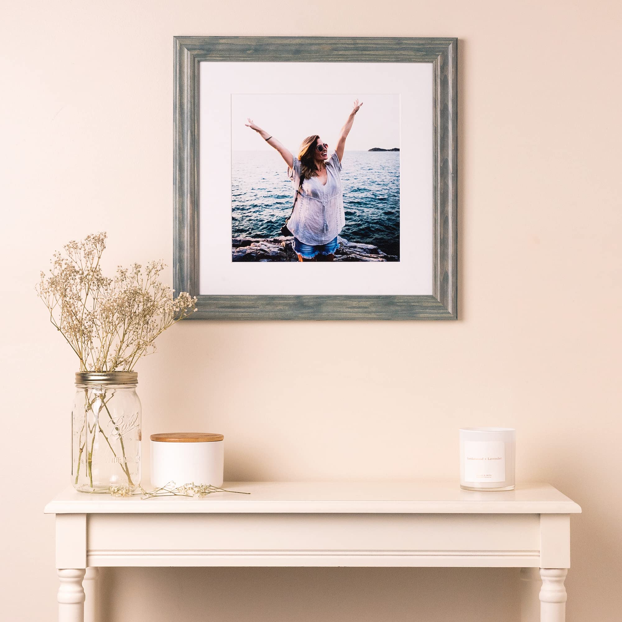 ArtToFrames 12x40 Inch Green Wood Picture Frame - 1.5 Inch Custom Poster Frame for Art & Photos with Economy Acrylic - Perfect for Home Decor, Office Wall Display & Gift Giving