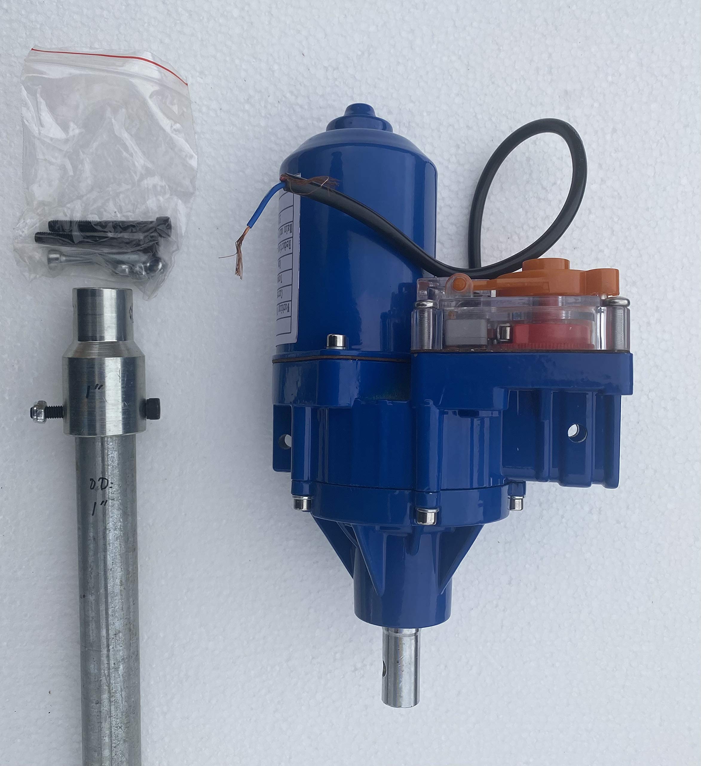 Electric Motor for Light Dep Greenhouse with Large Diameter Roll Bar Adapter & Connector - Couples Motor Shaft to Roll Bar | Greenhouse Shade System Automation