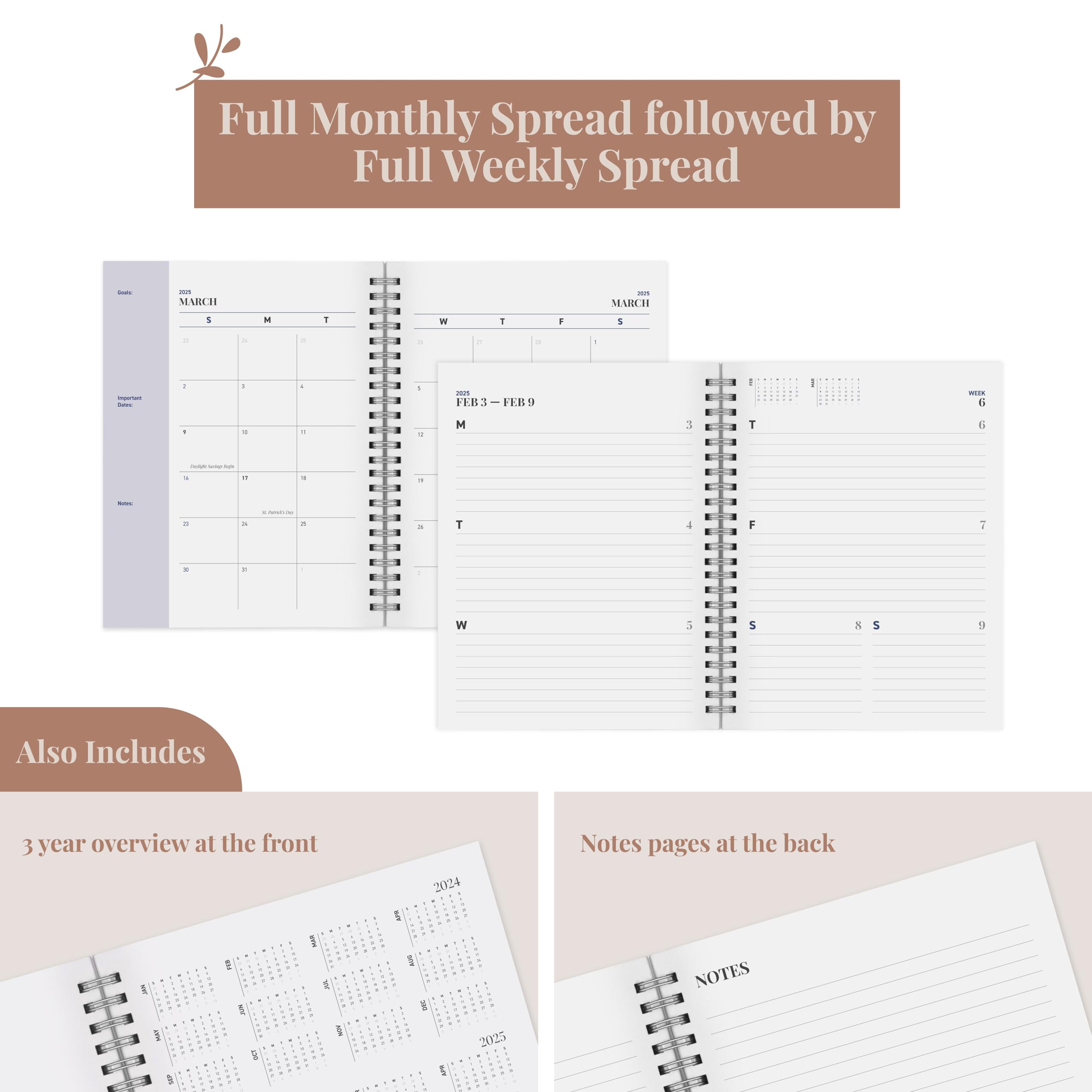 2024-2025 Riley's Academic Planner - 18-Month Weekly & Monthly Organizer with Twin-Wire Binding, Soft Cover & Notes Pages (8.3