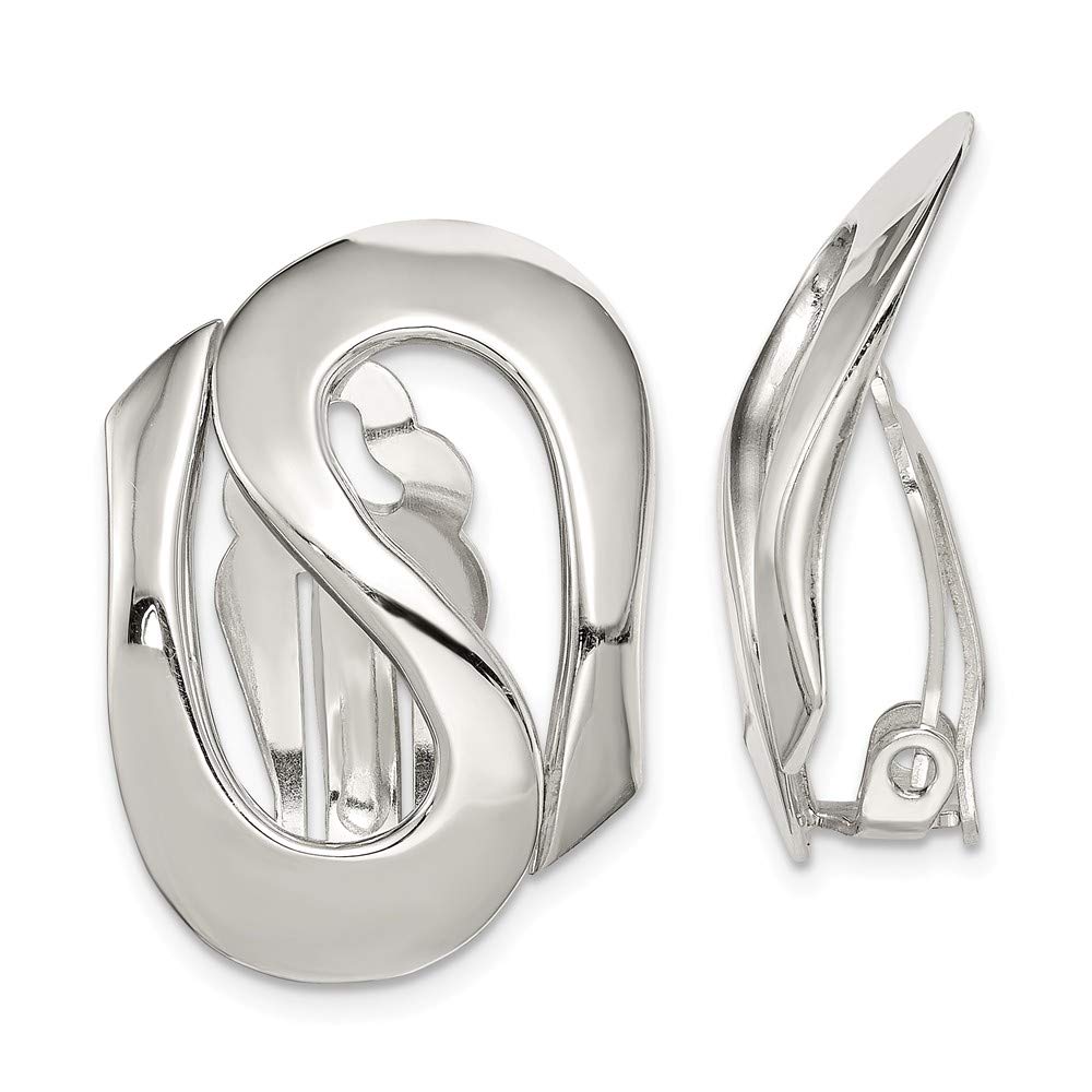 Stylish Sterling Silver Polished Clip-On Earrings for Women – Perfect for Parties, Weddings & Everyday Wear