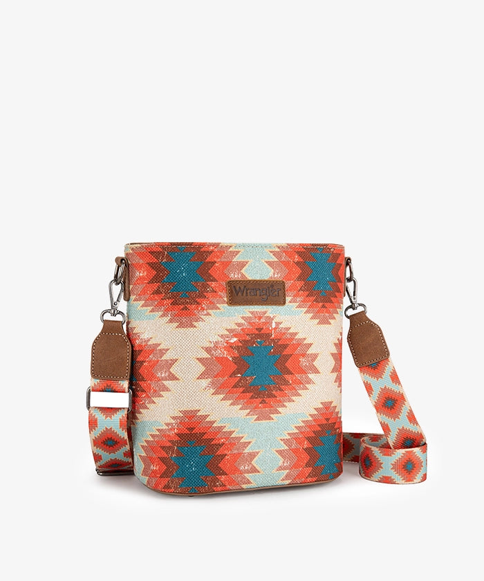 Wrangler Dual-Sided Print Canvas Shoulder Bag for Men & Women - Stylish Crossbody Purse for Travel, Work, and Everyday Use