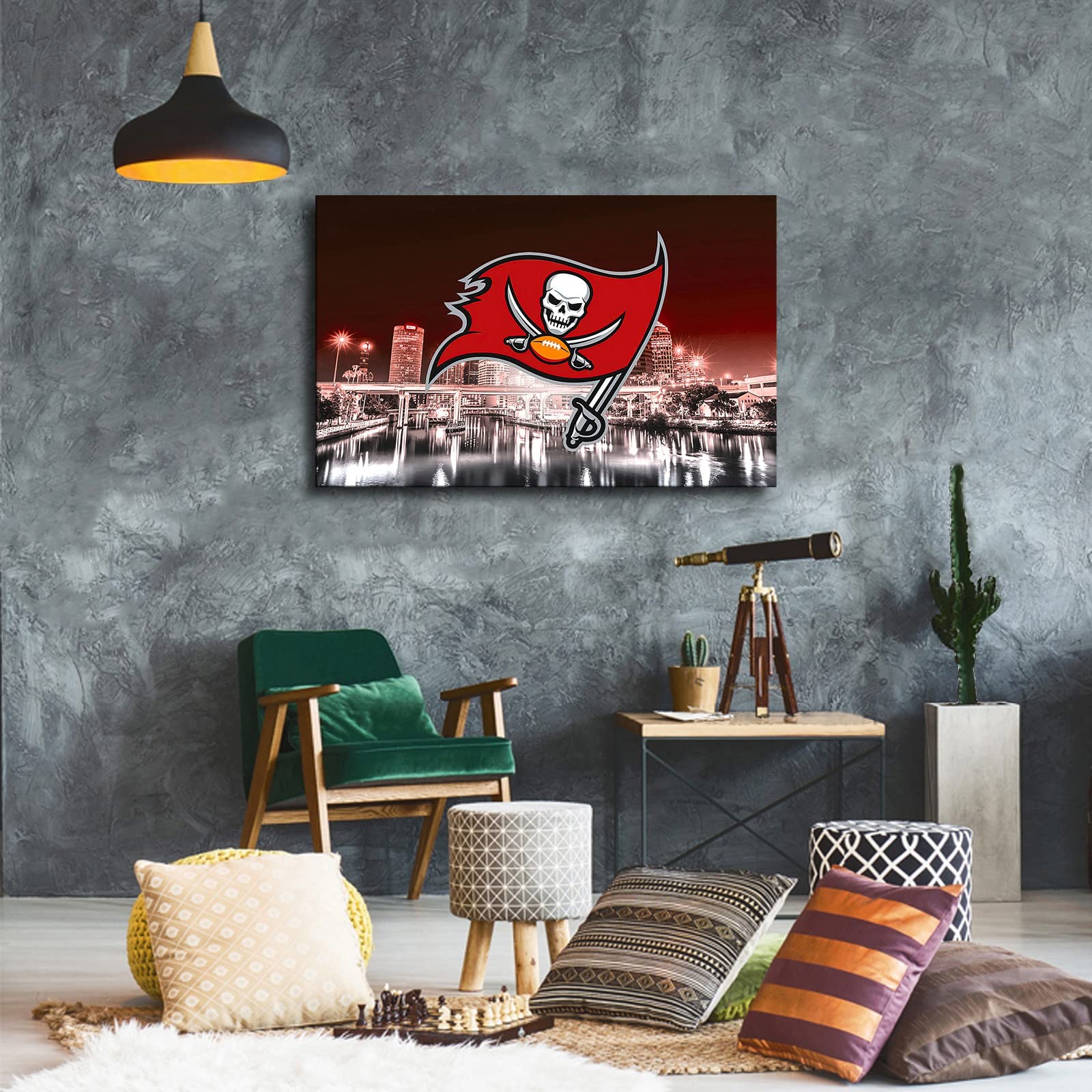 Tampa Bay Buccaneers Football Poster - NFL Team Canvas Wall Art Print (16x24 Inches Unframed) - Perfect for Man Cave, Sports Bar, Game Room & Football Fan Gift
