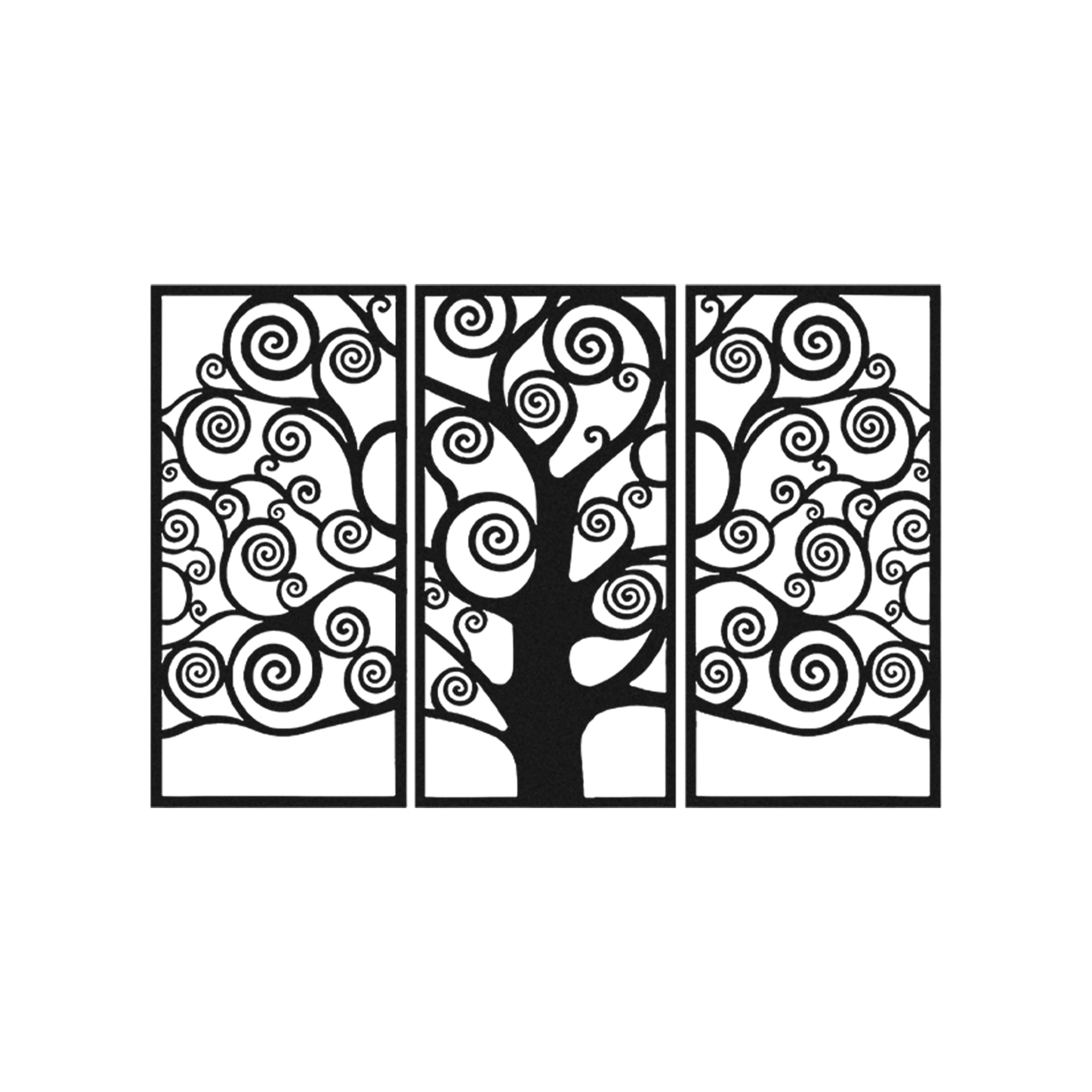 Gustav Klimt Tree of Life Metal Wall Art Set - 3 Piece Black Home Decor (99x49cm) - Elegant Wall Decorations for Living Room, Bedroom & Office Gifts