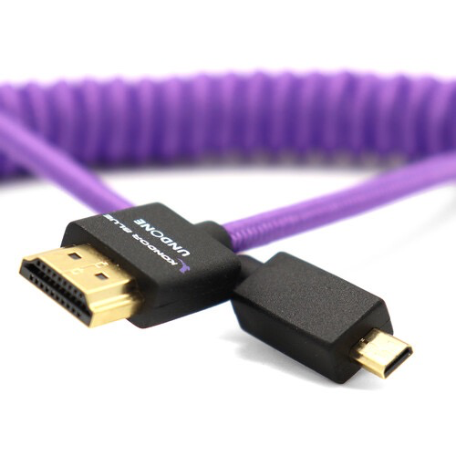 Kondor Blue Gerald Undone Braided Coiled High-Speed Micro HDMI to HDMI Cable - 12 to 24 Inch (Limited Purple Edition) for DSLR Cameras, Mirrorless Cameras & Video Production