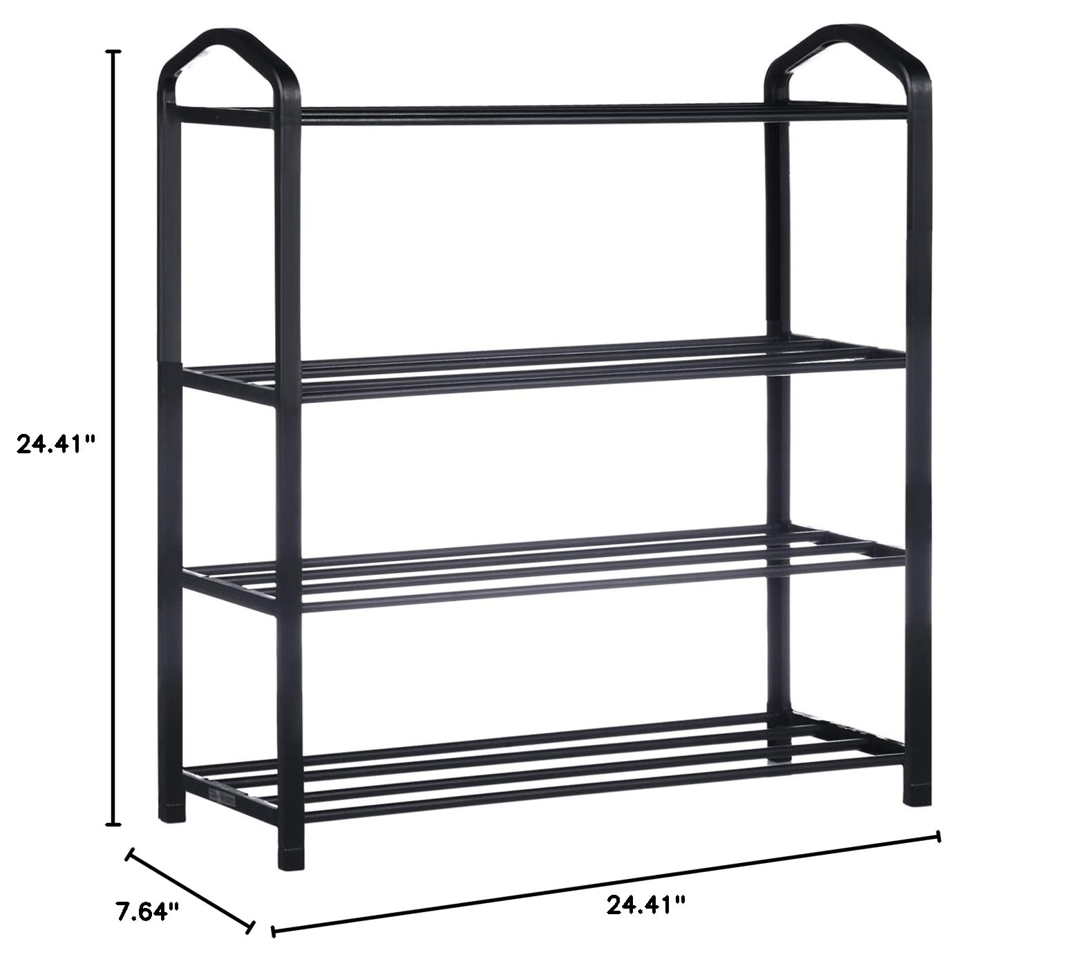 YSSOA 4-Tier Stackable Shoe Rack Organizer - Sturdy 12-Pair Shoe Storage Shelf for Bedroom, Entryway, Hallway & Closet - Space Saving Black Shoe Tower for Sneakers, Boots & Sandals - Perfect for Small Spaces & Apartment Living