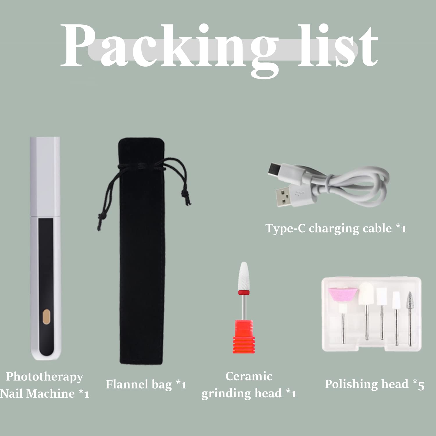 Professional Electric Nail File Kit - Wireless Portable Nail Drill with LED Drying Lamp, 3-Speed Adjustable & 6 Polishing Heads for Manicure Pedicure - Long Battery Life for Home Salon & Travel Nail Care (White)