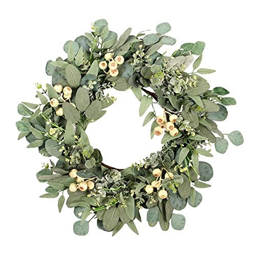 55CM Spring Berry Rattan Wreath - Artificial Flower Front Door Hanging Decor for Easter, Wedding & Home Decoration | Perfect for Seasonal Door Decor, Mall Displays & Holiday Festivities